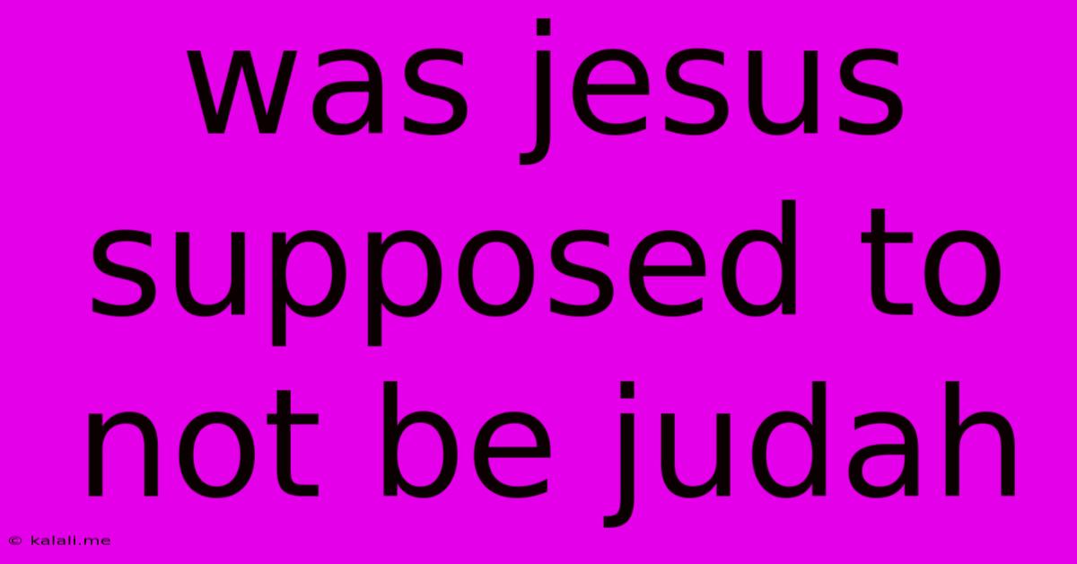 Was Jesus Supposed To Not Be Judah
