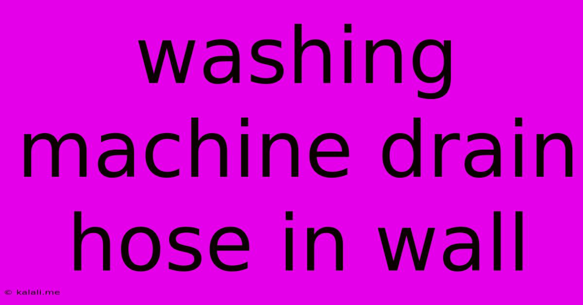 Washing Machine Drain Hose In Wall