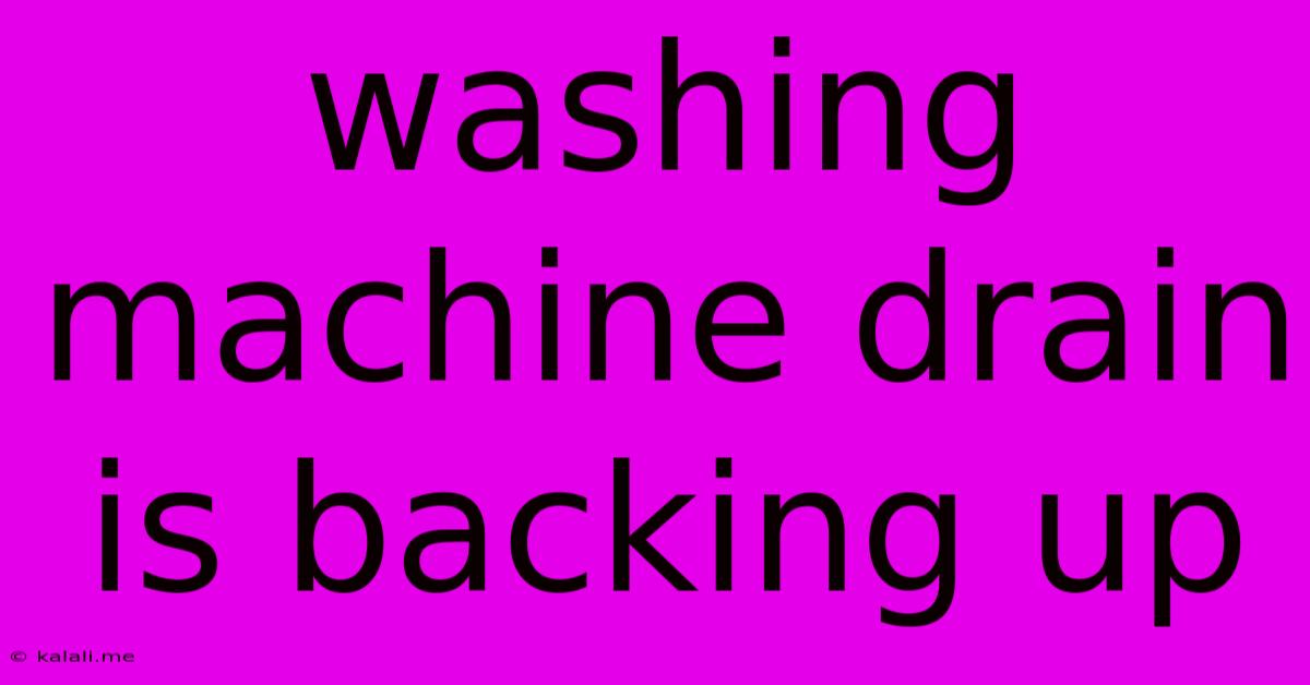 Washing Machine Drain Is Backing Up