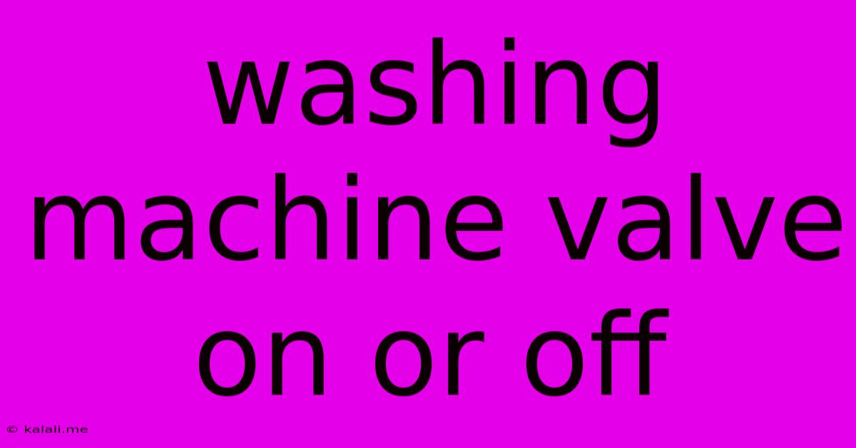 Washing Machine Valve On Or Off