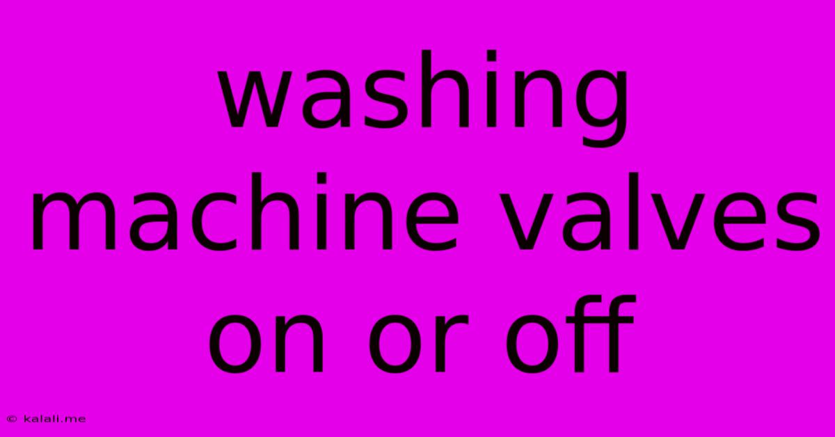 Washing Machine Valves On Or Off