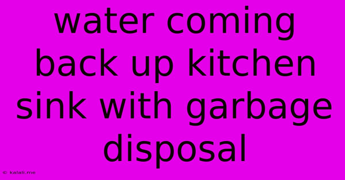 Water Coming Back Up Kitchen Sink With Garbage Disposal