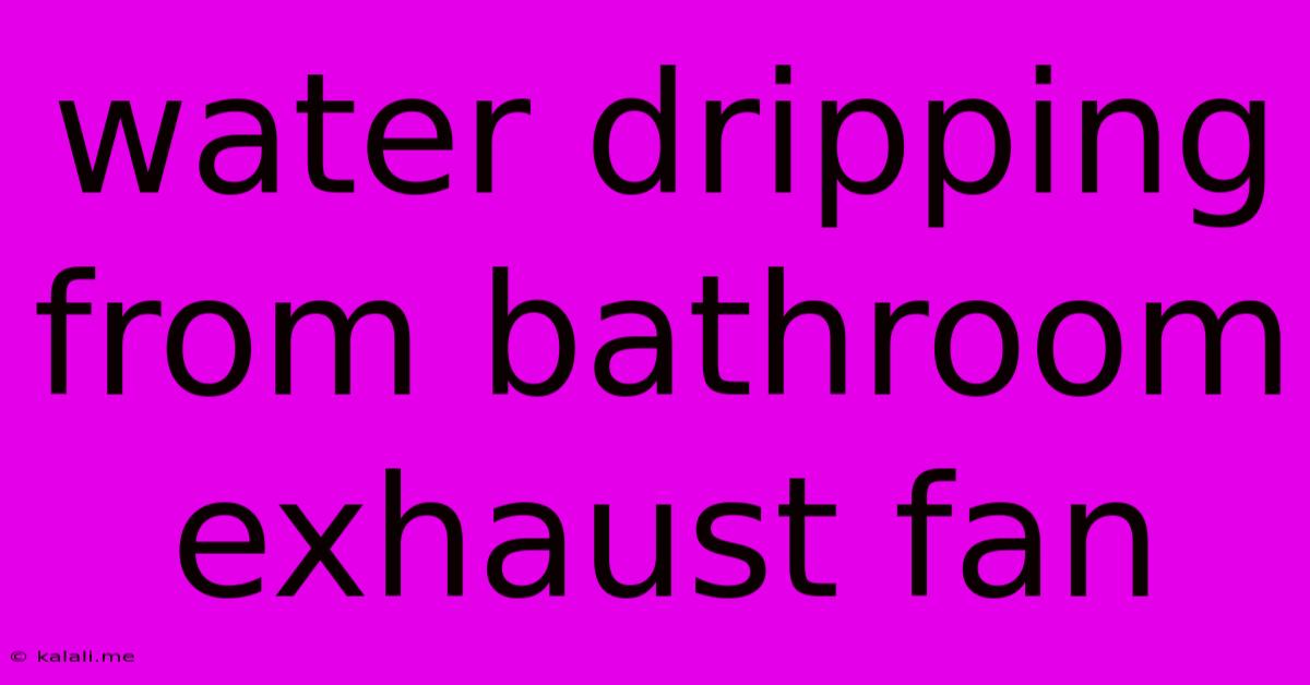 Water Dripping From Bathroom Exhaust Fan