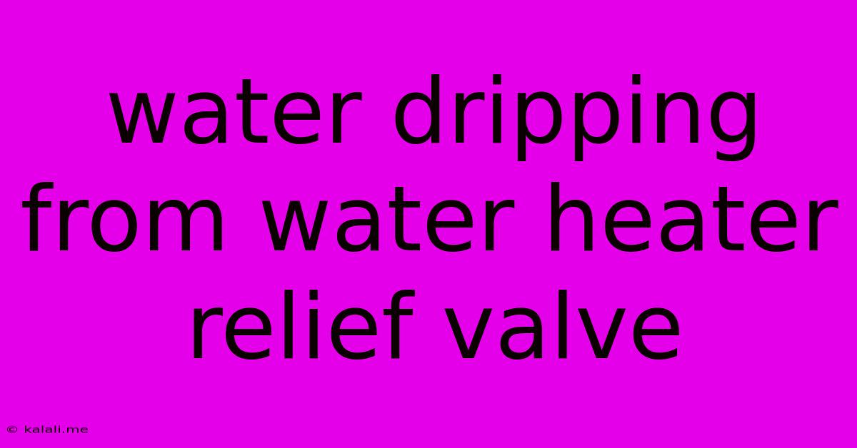 Water Dripping From Water Heater Relief Valve