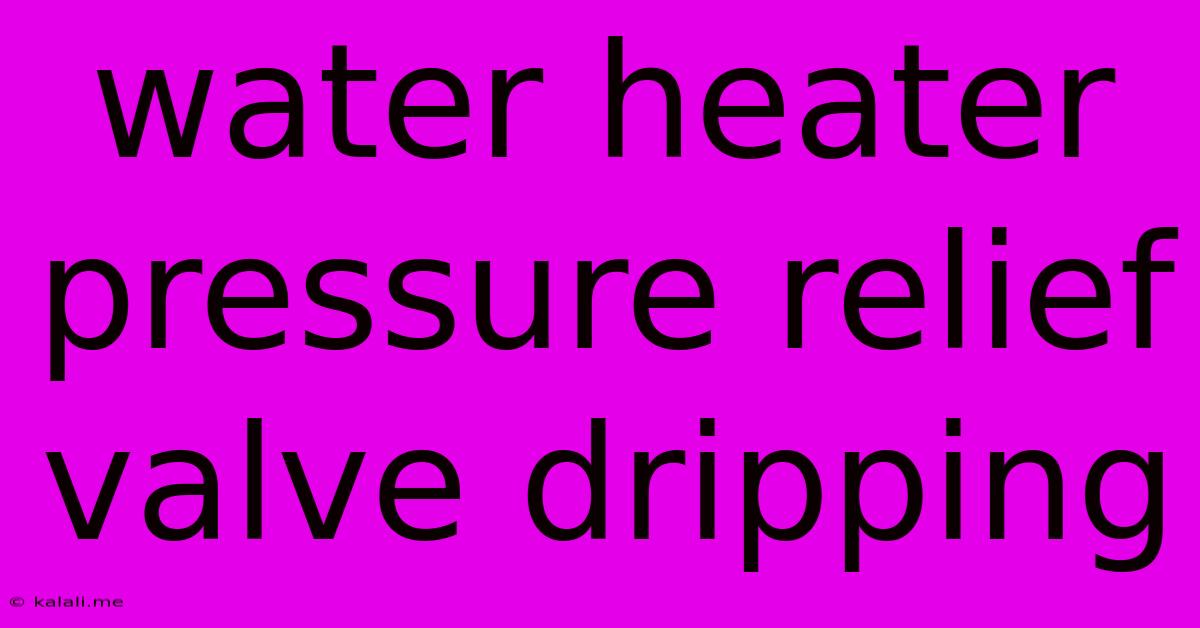 Water Heater Pressure Relief Valve Dripping