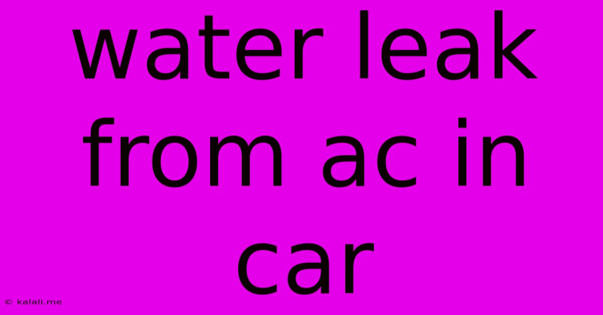 Water Leak From Ac In Car