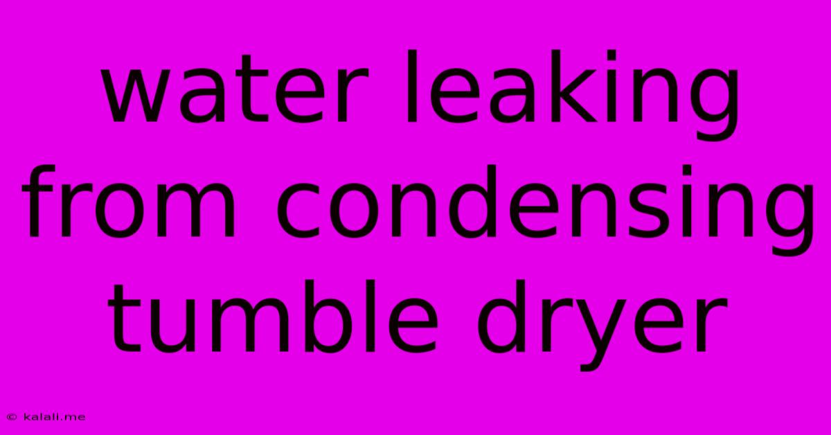 Water Leaking From Condensing Tumble Dryer