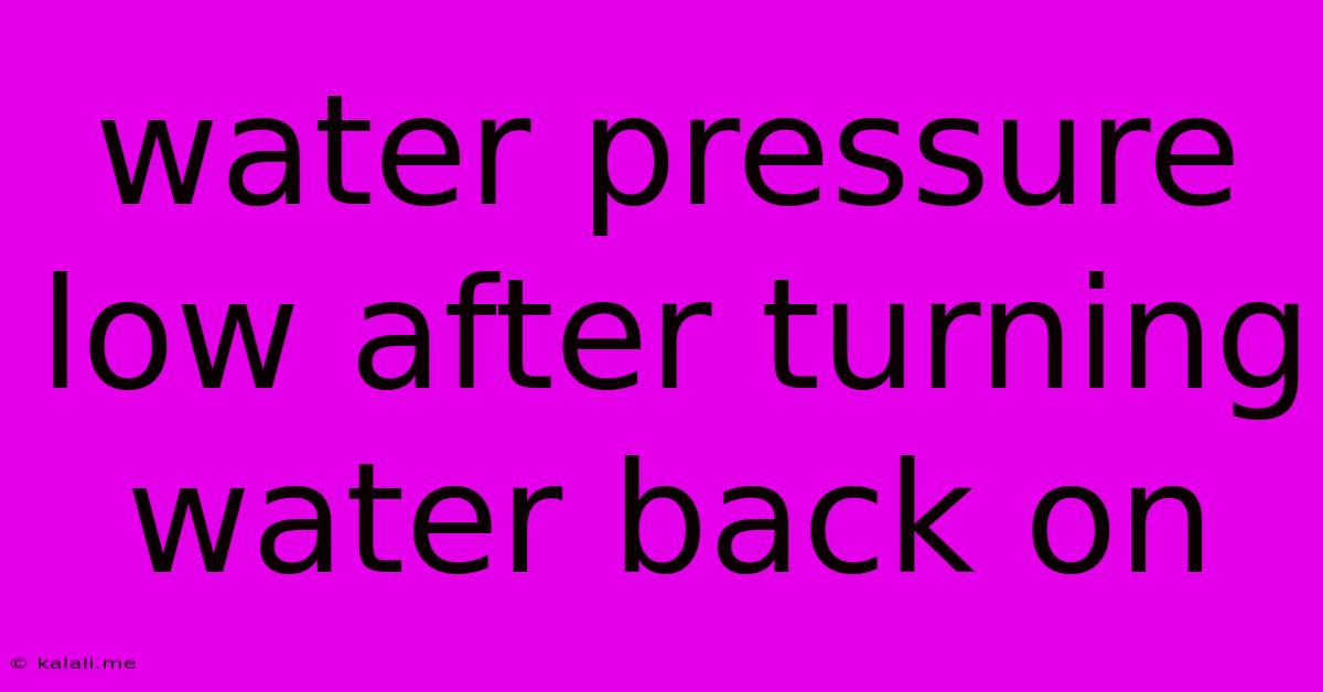 Water Pressure Low After Turning Water Back On