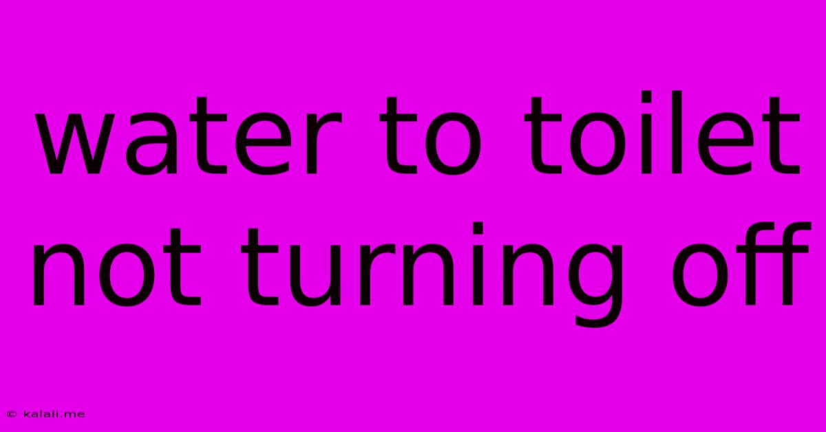 Water To Toilet Not Turning Off
