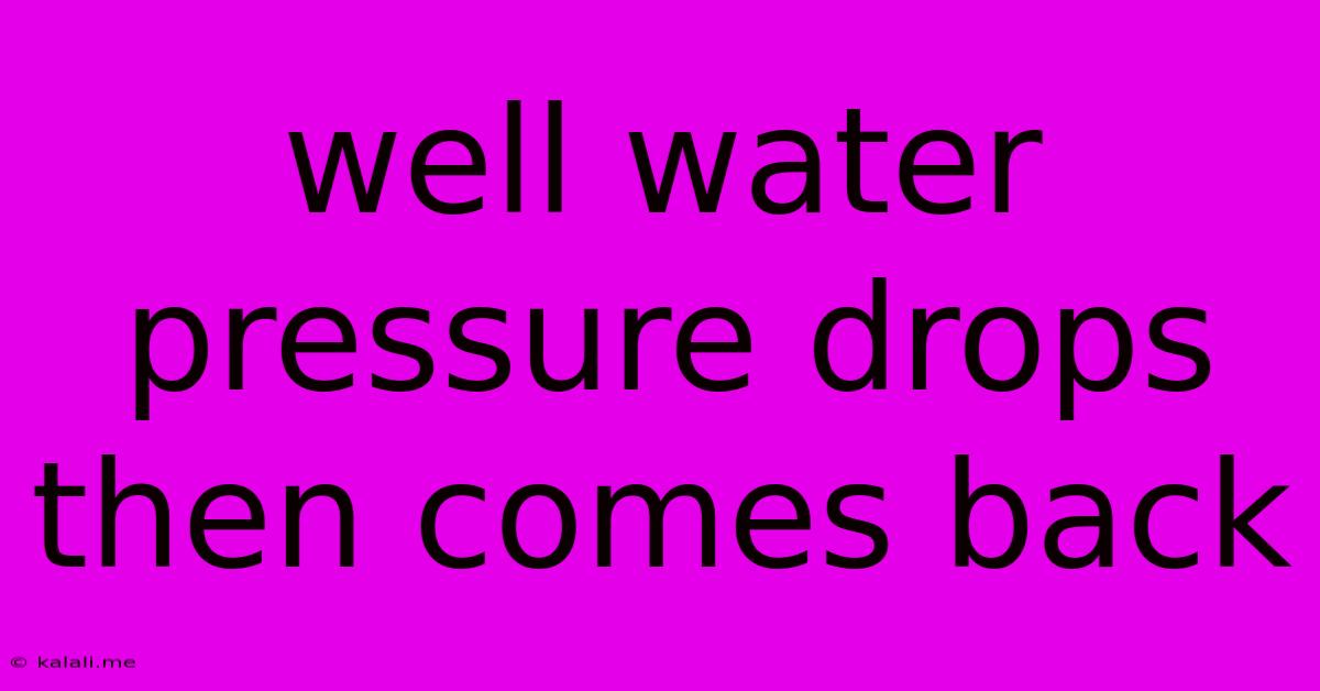 Well Water Pressure Drops Then Comes Back