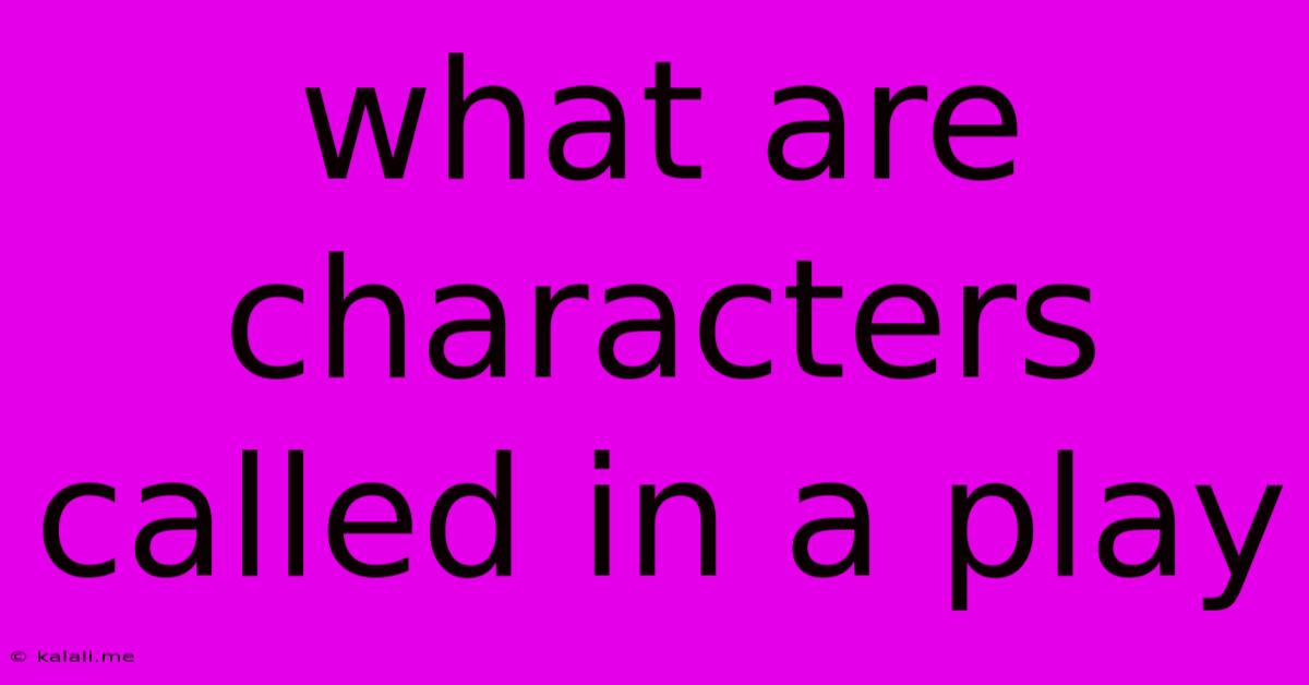 What Are Characters Called In A Play