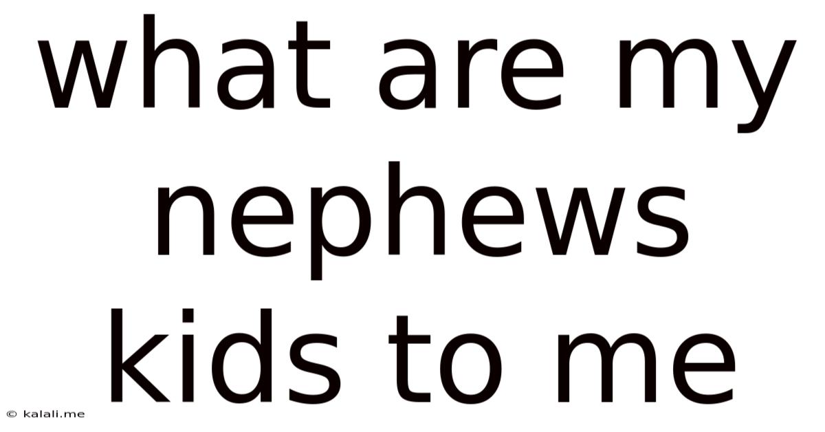 What Are My Nephews Kids To Me