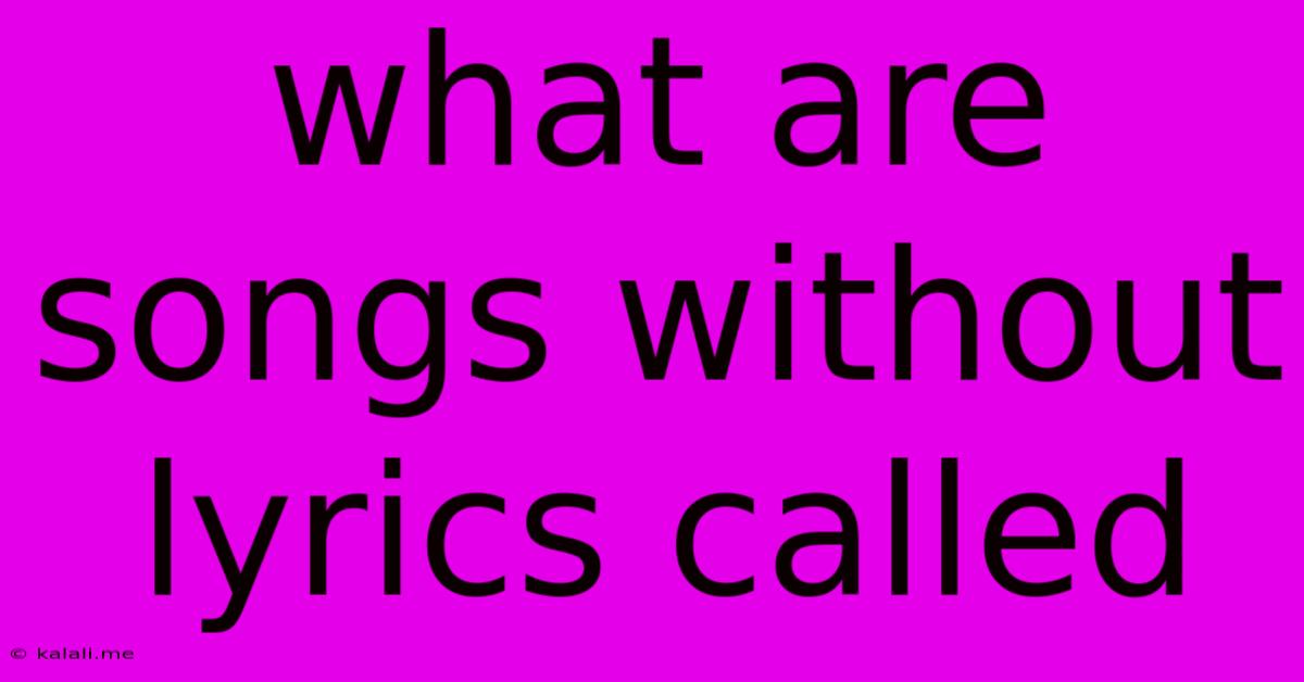 What Are Songs Without Lyrics Called