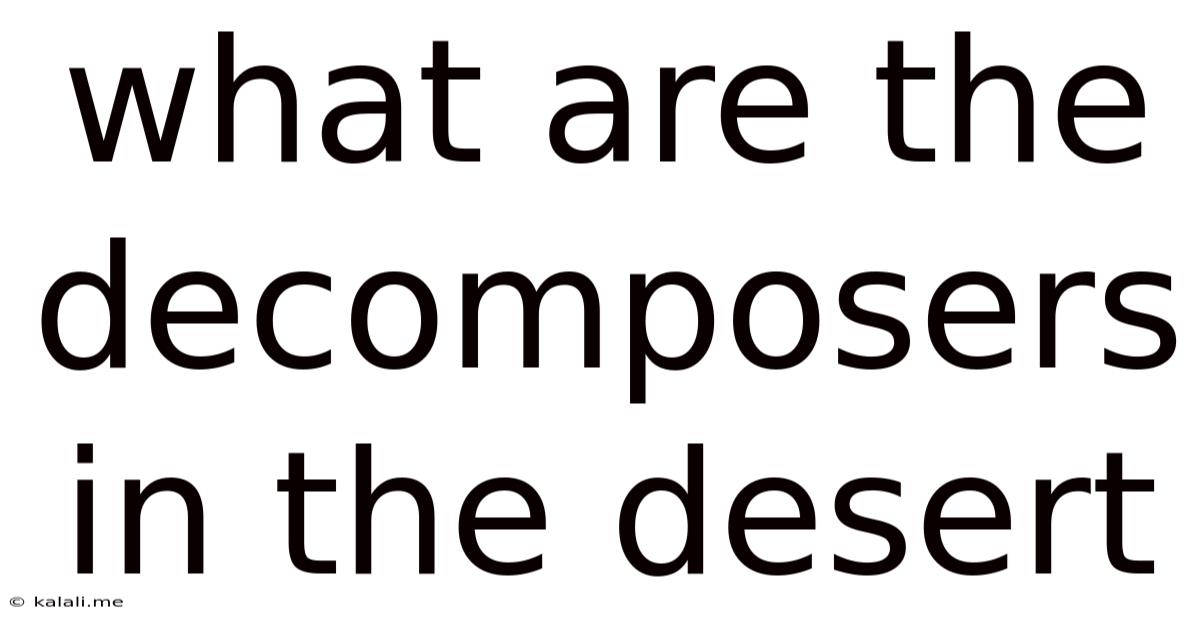 What Are The Decomposers In The Desert