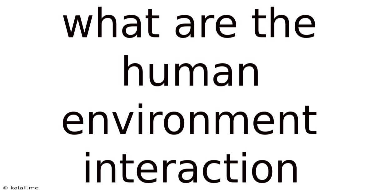 What Are The Human Environment Interaction