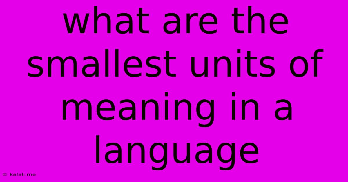 What Are The Smallest Units Of Meaning In A Language