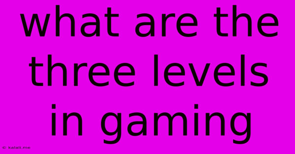 What Are The Three Levels In Gaming