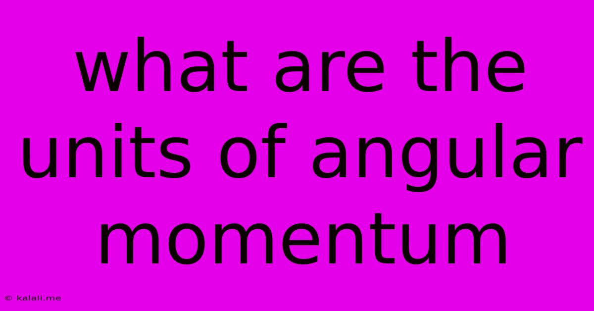 What Are The Units Of Angular Momentum
