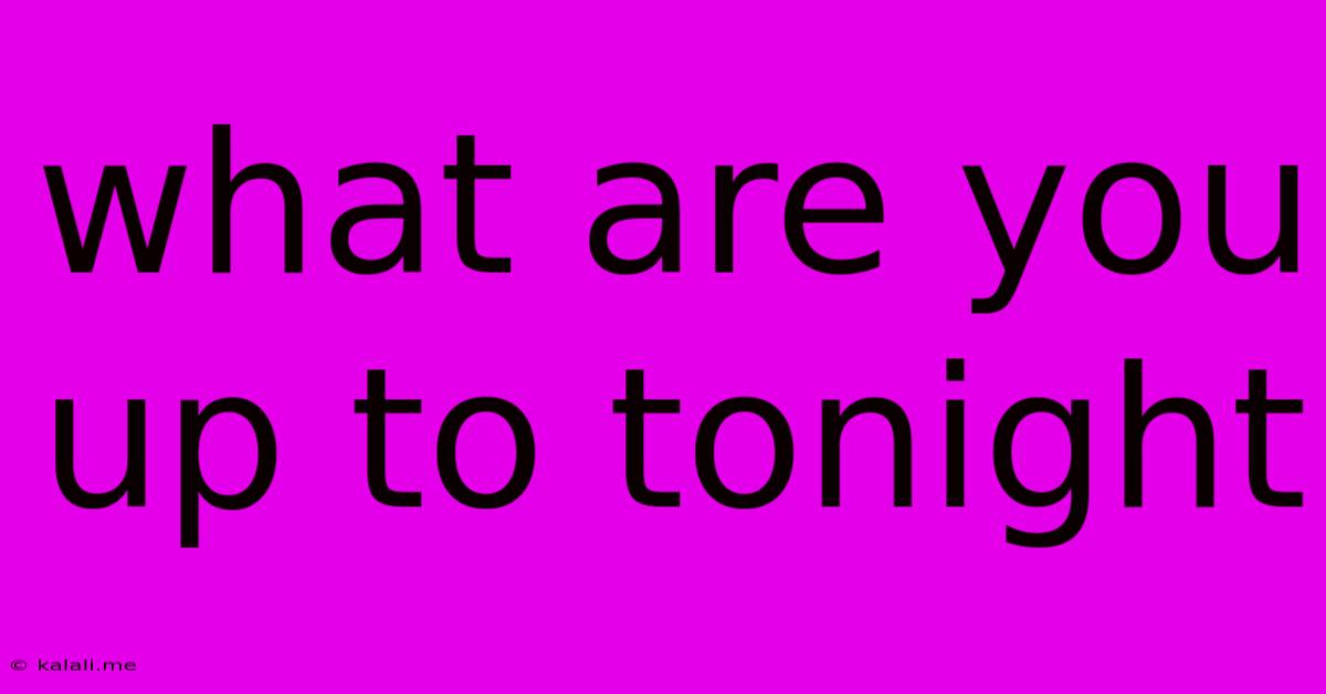 What Are You Up To Tonight