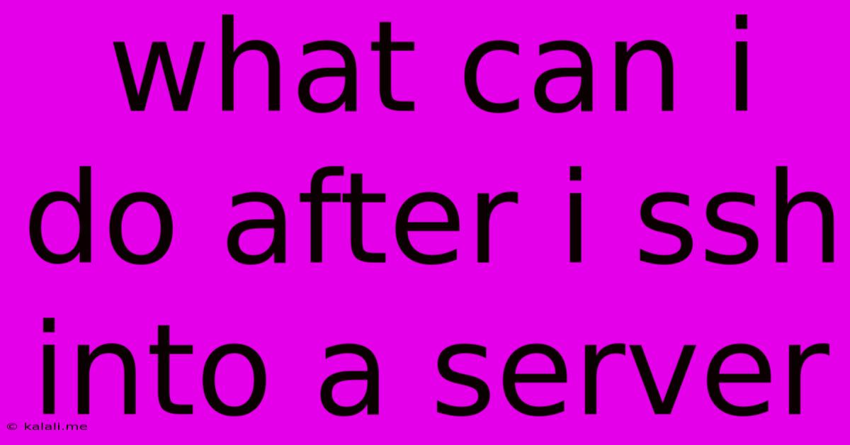 What Can I Do After I Ssh Into A Server