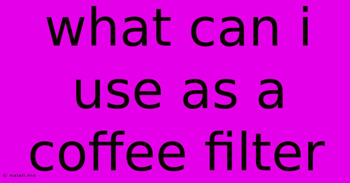 What Can I Use As A Coffee Filter