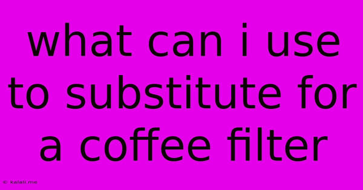 What Can I Use To Substitute For A Coffee Filter