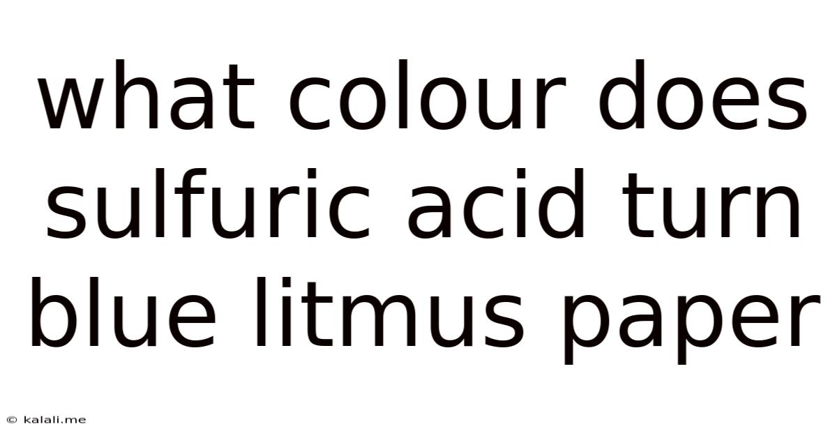What Colour Does Sulfuric Acid Turn Blue Litmus Paper