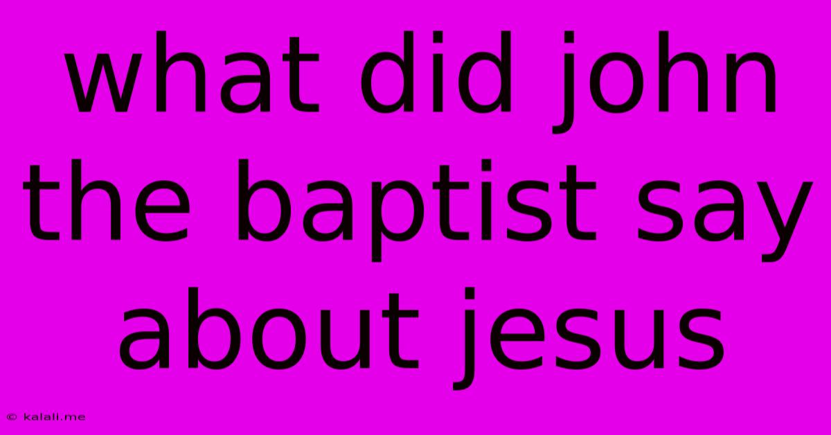 What Did John The Baptist Say About Jesus