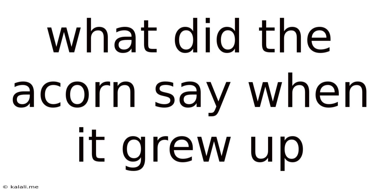What Did The Acorn Say When It Grew Up