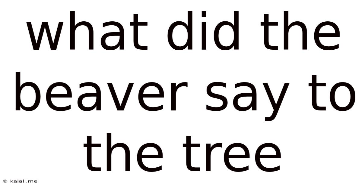 What Did The Beaver Say To The Tree