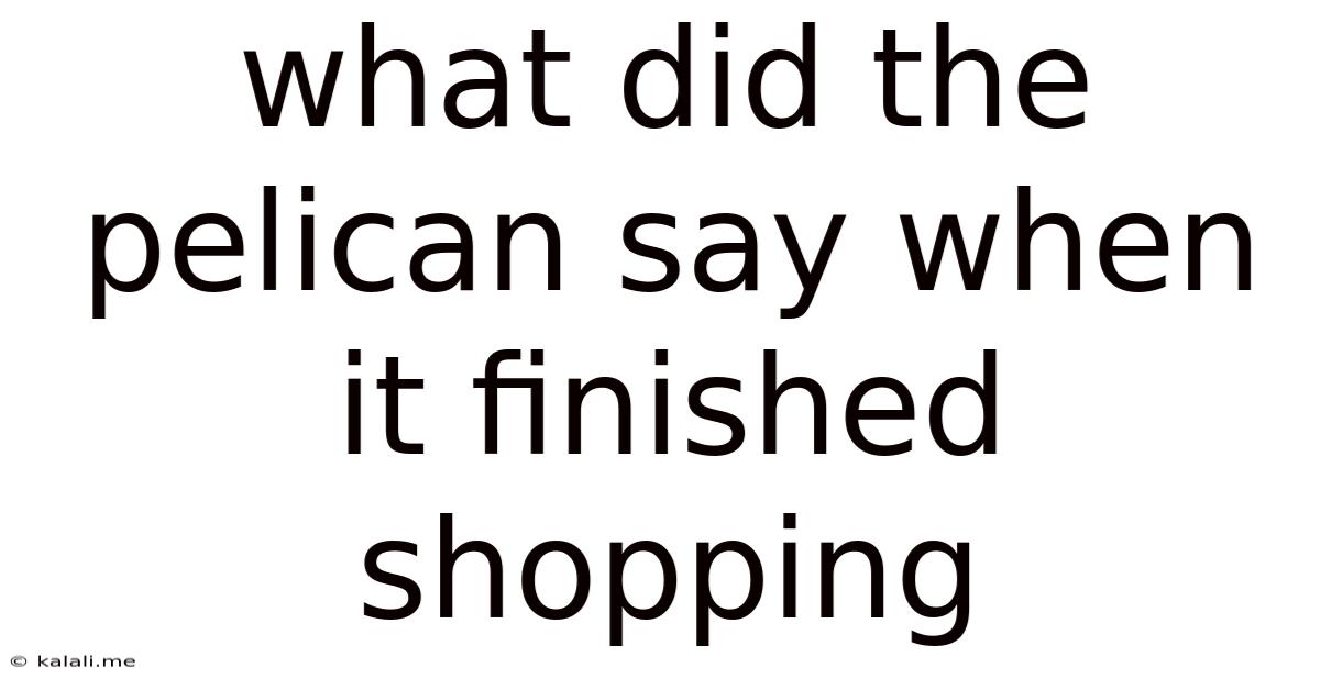 What Did The Pelican Say When It Finished Shopping
