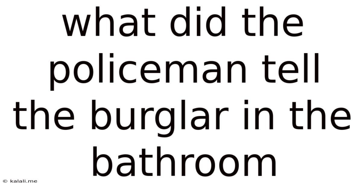 What Did The Policeman Tell The Burglar In The Bathroom