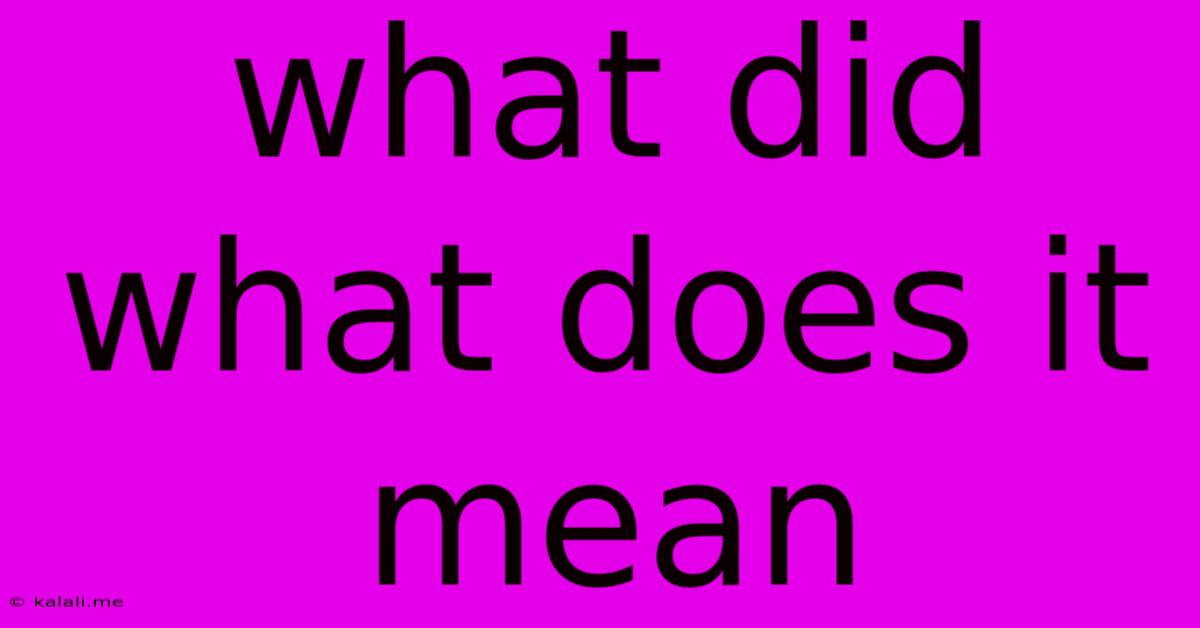 What Did What Does It Mean