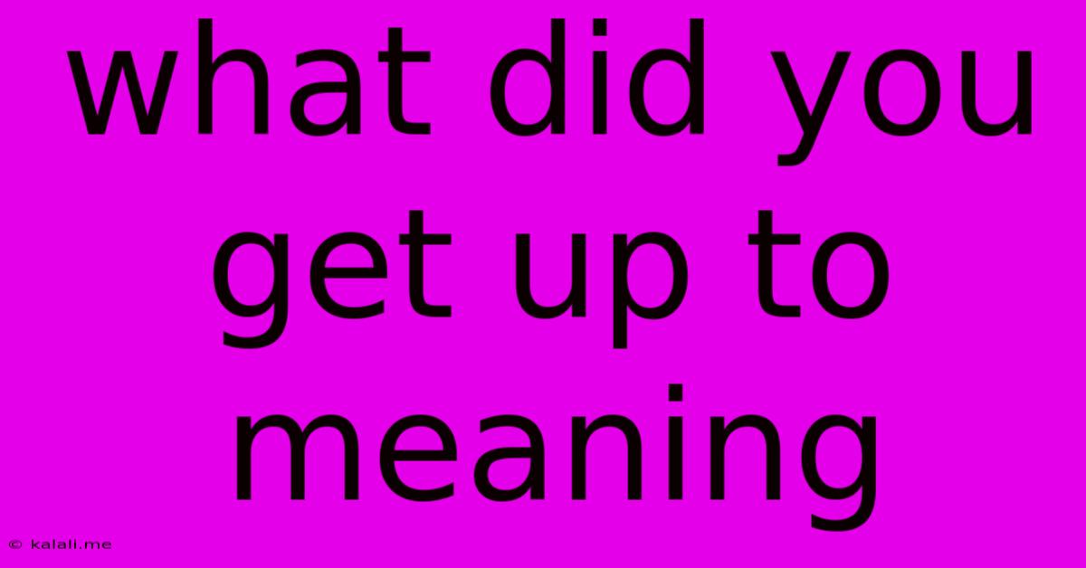 What Did You Get Up To Meaning