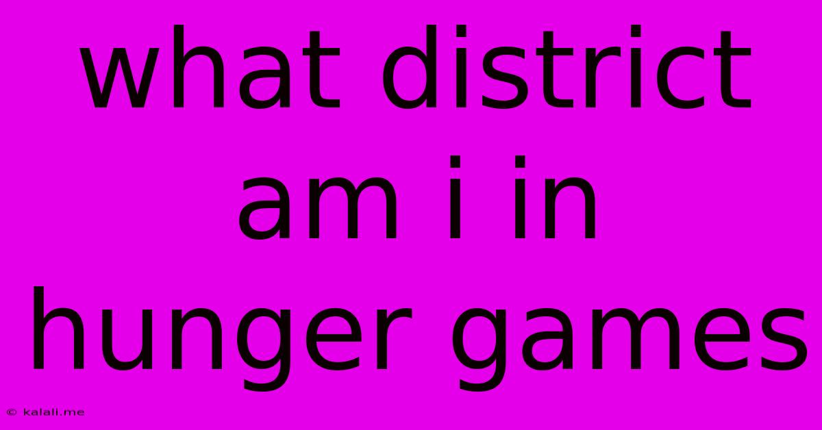 What District Am I In Hunger Games