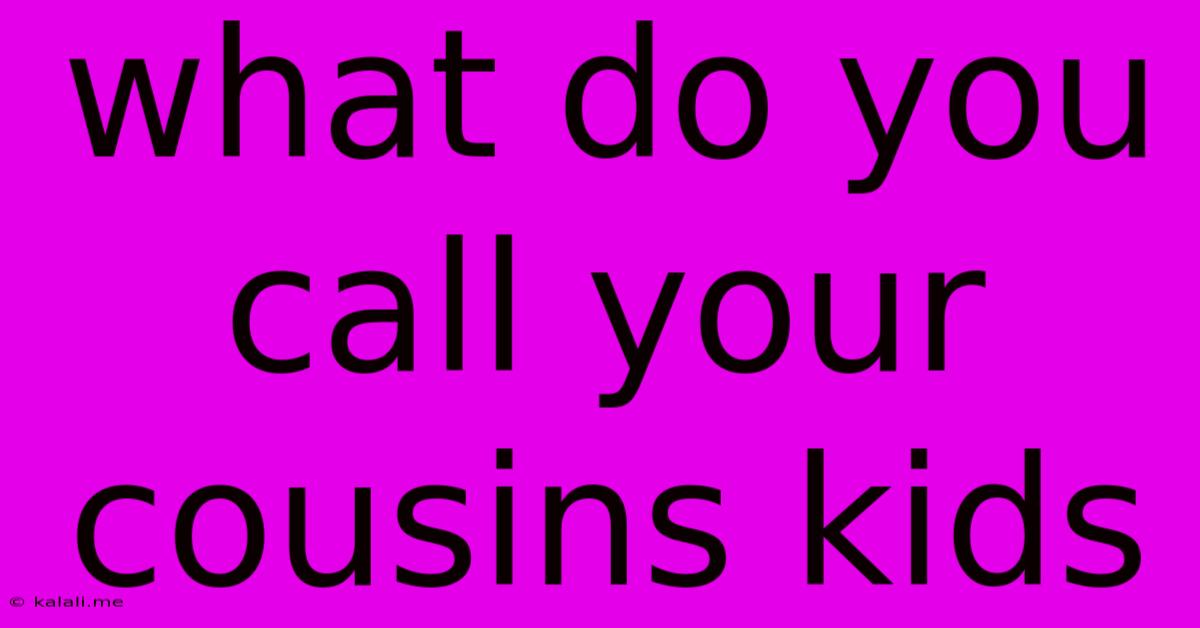 What Do You Call Your Cousins Kids