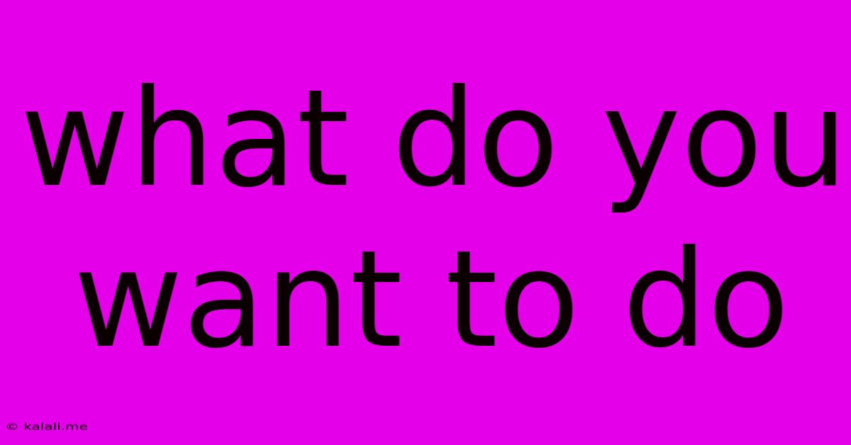 What Do You Want To Do