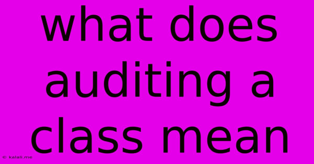 What Does Auditing A Class Mean