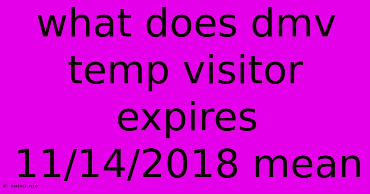 What Does Dmv Temp Visitor Expires 11/14/2018 Mean