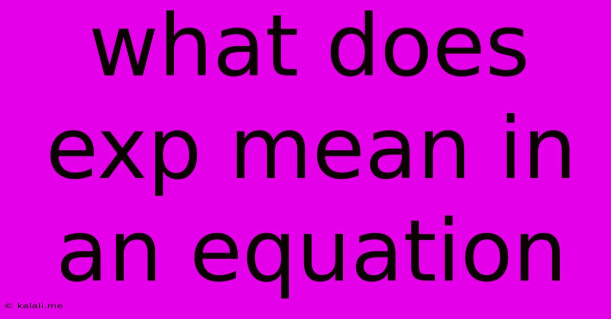What Does Exp Mean In An Equation