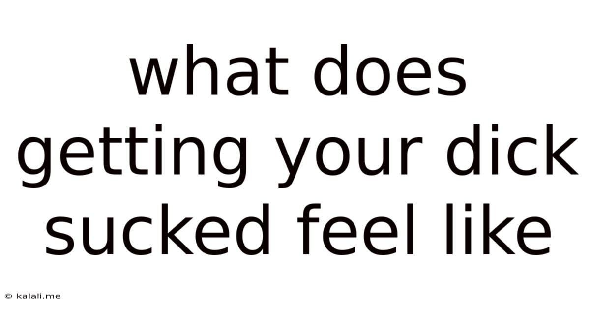 What Does Getting Your Dick Sucked Feel Like