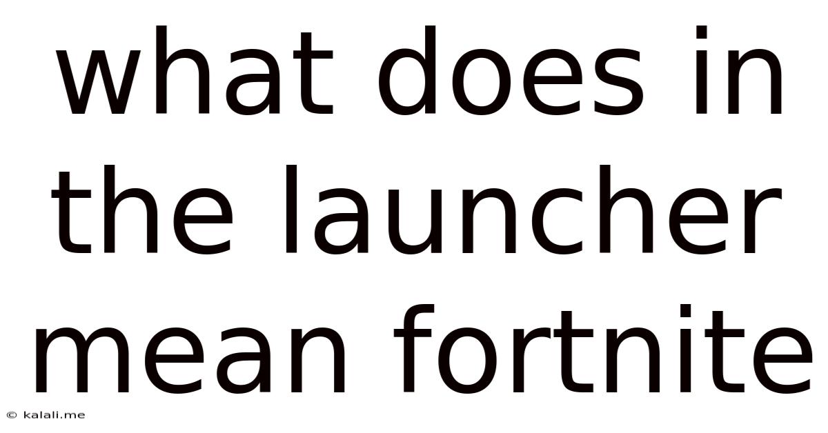 What Does In The Launcher Mean Fortnite