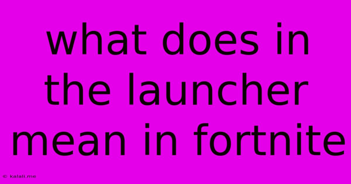 What Does In The Launcher Mean In Fortnite