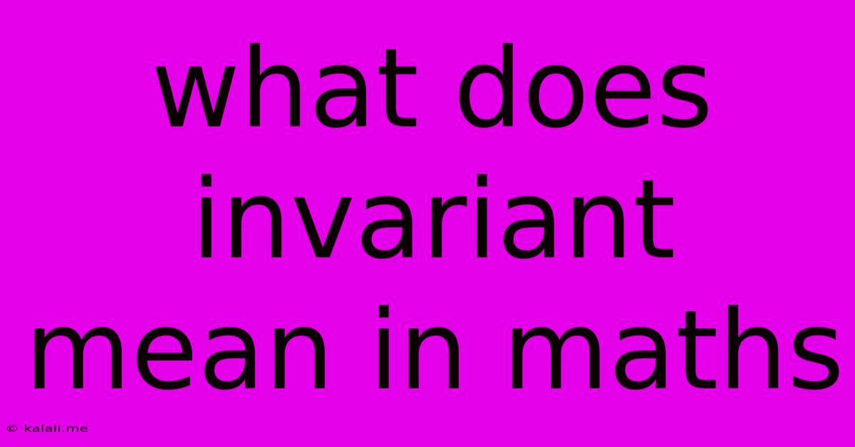 What Does Invariant Mean In Maths