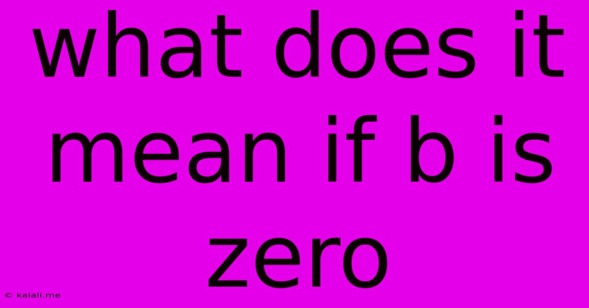 What Does It Mean If B Is Zero