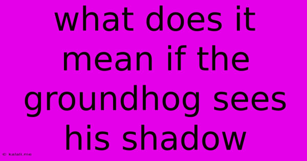 What Does It Mean If The Groundhog Sees His Shadow