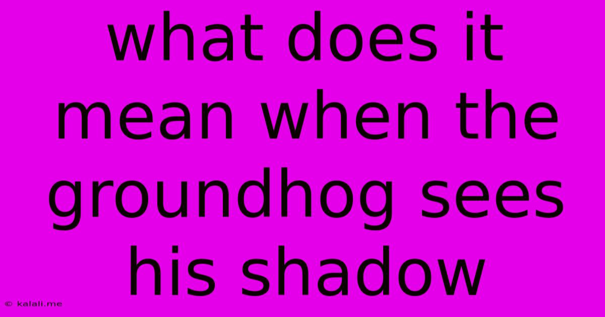 What Does It Mean When The Groundhog Sees His Shadow
