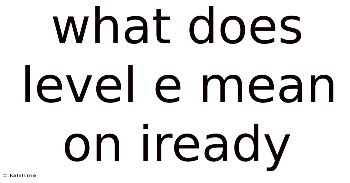 What Does Level E Mean On Iready