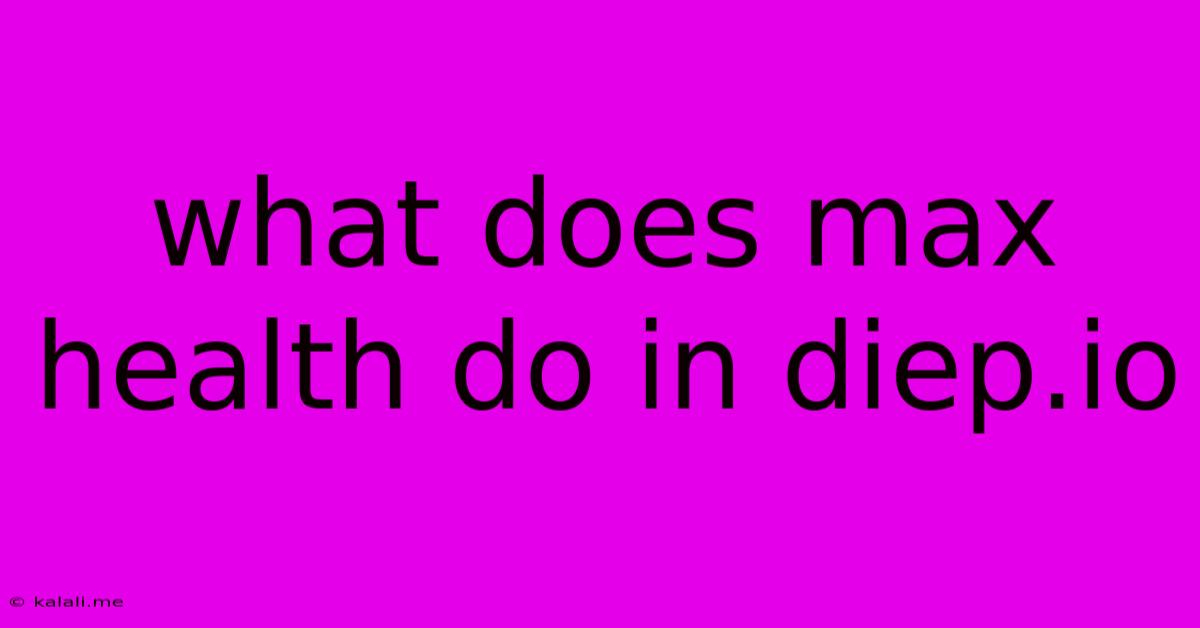 What Does Max Health Do In Diep.io