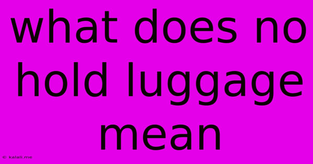 What Does No Hold Luggage Mean